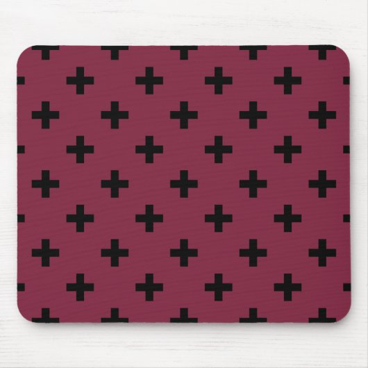 Schwarzer Polka kreuzt auf Maulbeere Mousepad (Vorne)