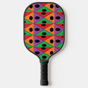 Schwarzer Polka-Punkt auf farbigen Formen Pickleball Schläger