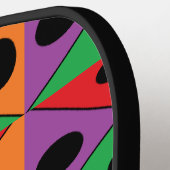 Schwarzer Polka-Punkt auf farbigen Formen Pickleball Schläger (Linke Seite)