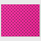 Schwarzer Polka-Punkt auf Hot-Pink-Großraum Geschenkpapier (Flach)