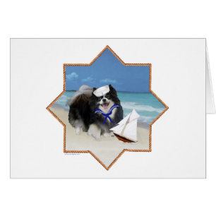 Schwarzer Pomeranian am Strand