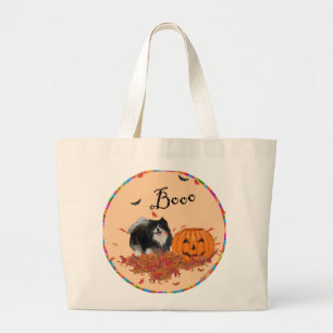 Schwarzer Pomeranian Halloween Jumbo Stoffbeutel