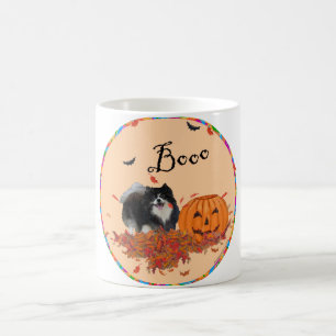 Schwarzer Pomeranian Halloween Kaffeetasse
