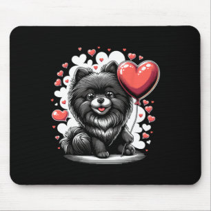 Schwarzer Pomeranian-Hund Valentinstag Hundebesitz Mousepad