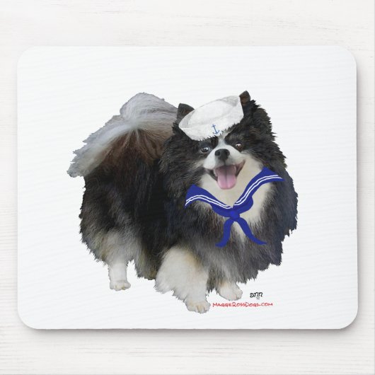 Schwarzer Pomeranian Seemann Mousepad (Vorne)