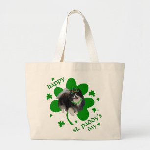 Schwarzer Pomeranian St. Patrick's Day Jumbo Stoffbeutel