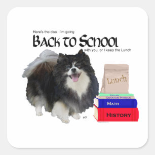 Schwarzer Pomeranian Zurück zur Schule Quadratischer Aufkleber