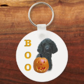 Schwarzer Poodle Boo Schlüsselanhänger (Vorderseite)