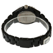 Schwarzer Poodle Dog Pet Malerei Armbanduhr (Rückseite)