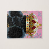 Schwarzer Poodle König mit Krone Puzzle (Horizontal)