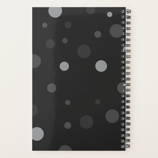 Schwarzer Pop Dots Year Planer (Rückseite)
