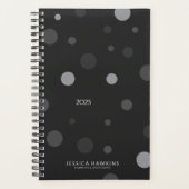 Schwarzer Pop Dots Year Planer (Vorderseite)
