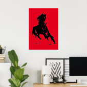 Schwarzer Pop Kunst Reiten Silhouette Poster (Heimbüro)