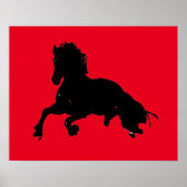 Schwarzer Pop Kunst Reiten Silhouette Poster (Vorne)