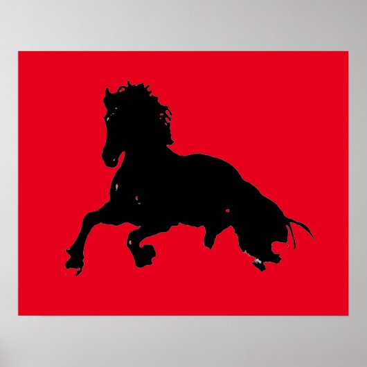 Schwarzer Pop Kunst Reiten Silhouette Poster (Vorne)