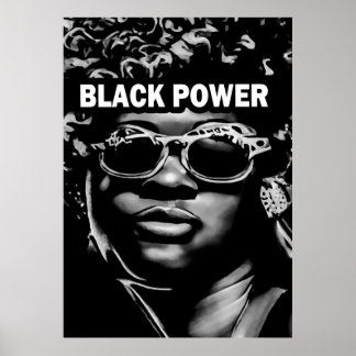 Schwarzer Power Afro Beauty Frauenportrait (AI+Hum Poster