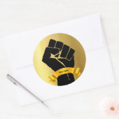Schwarzer Power Fist & Gold-Design-Add-On Runder Aufkleber (Umschlag)