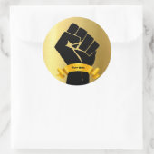 Schwarzer Power Fist & Gold-Design-Add-On Runder Aufkleber (Tasche)