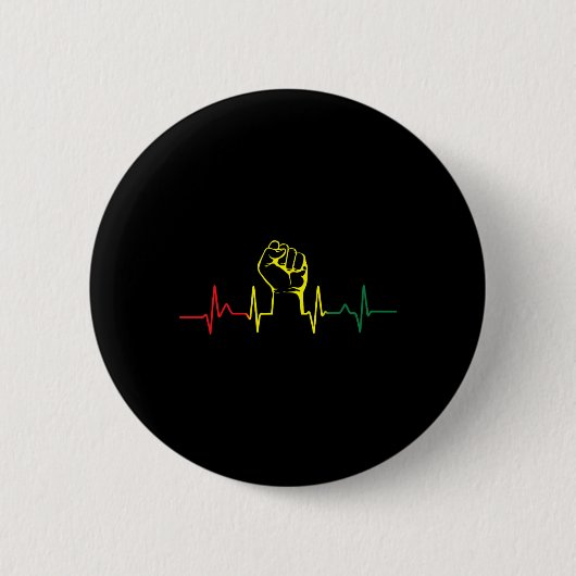 Schwarzer Power Fist Heartbeat Afrikanischer ameri Button (Vorderseite)
