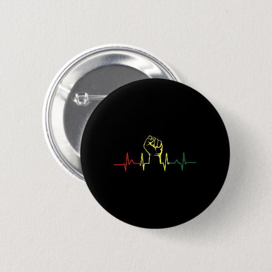 Schwarzer Power Fist Heartbeat Afrikanischer ameri Button (Vorne & Hinten)