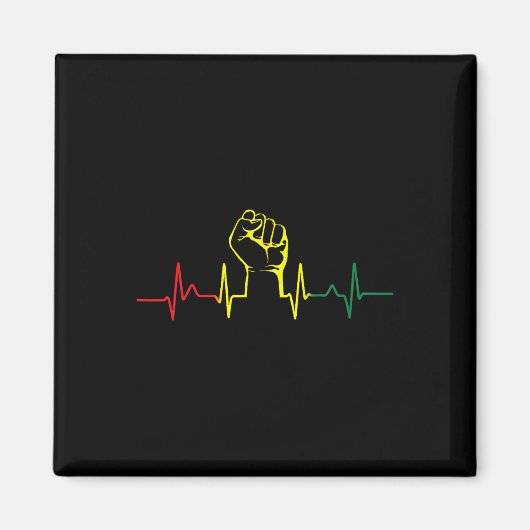 Schwarzer Power Fist Heartbeat Afrikanischer ameri Magnet (Vorne)