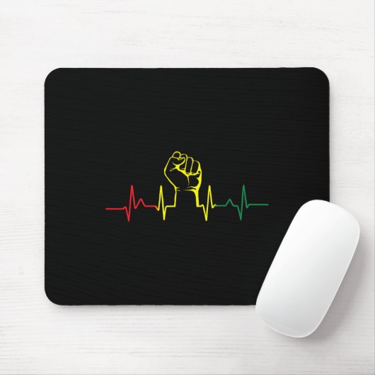 Schwarzer Power Fist Heartbeat Afrikanischer ameri Mousepad (Mit Mouse)