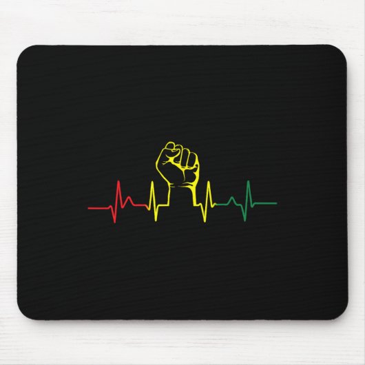 Schwarzer Power Fist Heartbeat Afrikanischer ameri Mousepad (Vorne)
