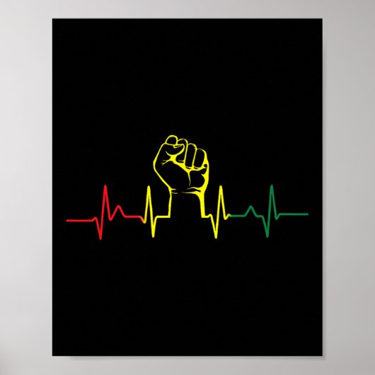 Schwarzer Power Fist Heartbeat Afrikanischer ameri Poster (Vorne)