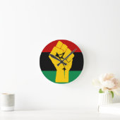 Schwarzer Power Pan Afrikanische Flagge Runde Wanduhr (Zuhause)