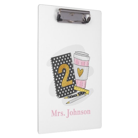 Schwarzer Preppy-Notebook-Kaffee der zweiten Klass Klemmbrett (Rechts)