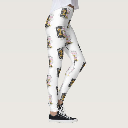 Schwarzer Preppy-Notebook-Kaffee der zweiten Klass Leggings (Rechts)