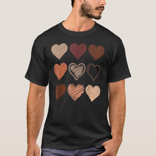 Schwarzer Pride Melanin Skin Tone Herz Schwarze Ge T-Shirt (Vorderseite)