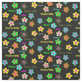 Schwarzer psychedelischer 60er Groovy Blumen-Druck Stoff (Muster)