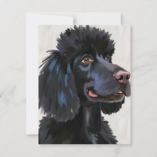 Schwarzer Pudel Hund Wasserfarbe Haustier Dankeskarte
