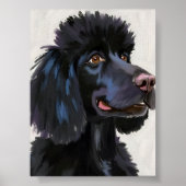Schwarzer Pudel | Hund Wasserfarbe Haustier Poster (Vorne)