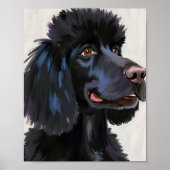 Schwarzer Pudel | Hund Wasserfarbe Haustier Poster (Vorne)