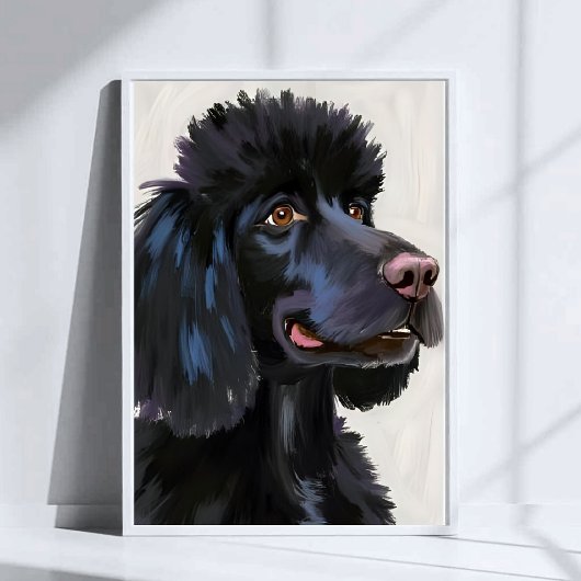Schwarzer Pudel | Hund Wasserfarbe Haustier Poster
