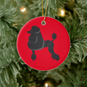 Schwarzer Pudel-Weihnachtsanhänger Keramik Ornament