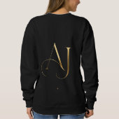 Schwarzer Pullover mit vollen Ärmeln und AJ-golden (Rückseite)