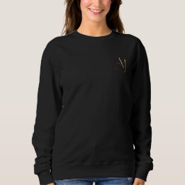 Schwarzer Pullover mit vollen Ärmeln und AJ-golden