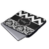 Schwarzer Punkt-Damast-personalisierter Laptopschutzhülle (Vorne Knopf)
