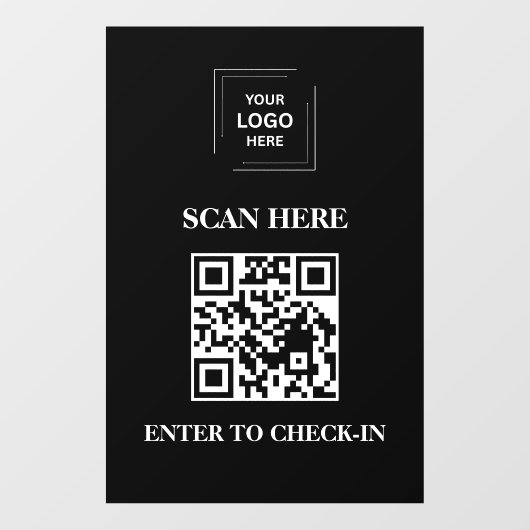 Schwarzer QR-Code Check-In Geschäft Fensteraufkleb Fensteraufkleber (Blatt)