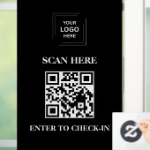 Schwarzer QR-Code Check-In Geschäft Fensteraufkleb Fensteraufkleber (Zuhause)