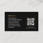 Schwarzer QR-Code für Entsorgungsdienste Visitenkarte (Rückseite)