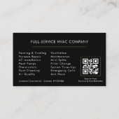 Schwarzer QR-Code für HVAC-Serviceunternehmen Visitenkarte (Rückseite)