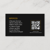 Schwarzer QR-Code für Maurerdienste Visitenkarte (Rückseite)