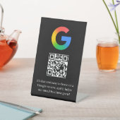 Schwarzer QR-Code Google-Bewertung im Tischstyle Sockelschild (In SItu)