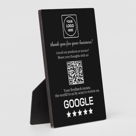 Schwarzer QR-Code | Google Business Bewertungsanze Fotoplatte (Seite)