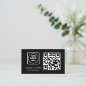 Schwarzer QR-Code | Minimalistisches modernes benu Visitenkarte (Stehend Vorderseite)