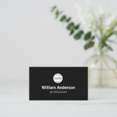 Schwarzer QR-Code mit individuellem Logo und Socia Visitenkarte (Stehend Vorderseite)